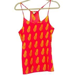 J.Crew Pink and Yellow Pineapple Sleeveless Blouse Size 10
